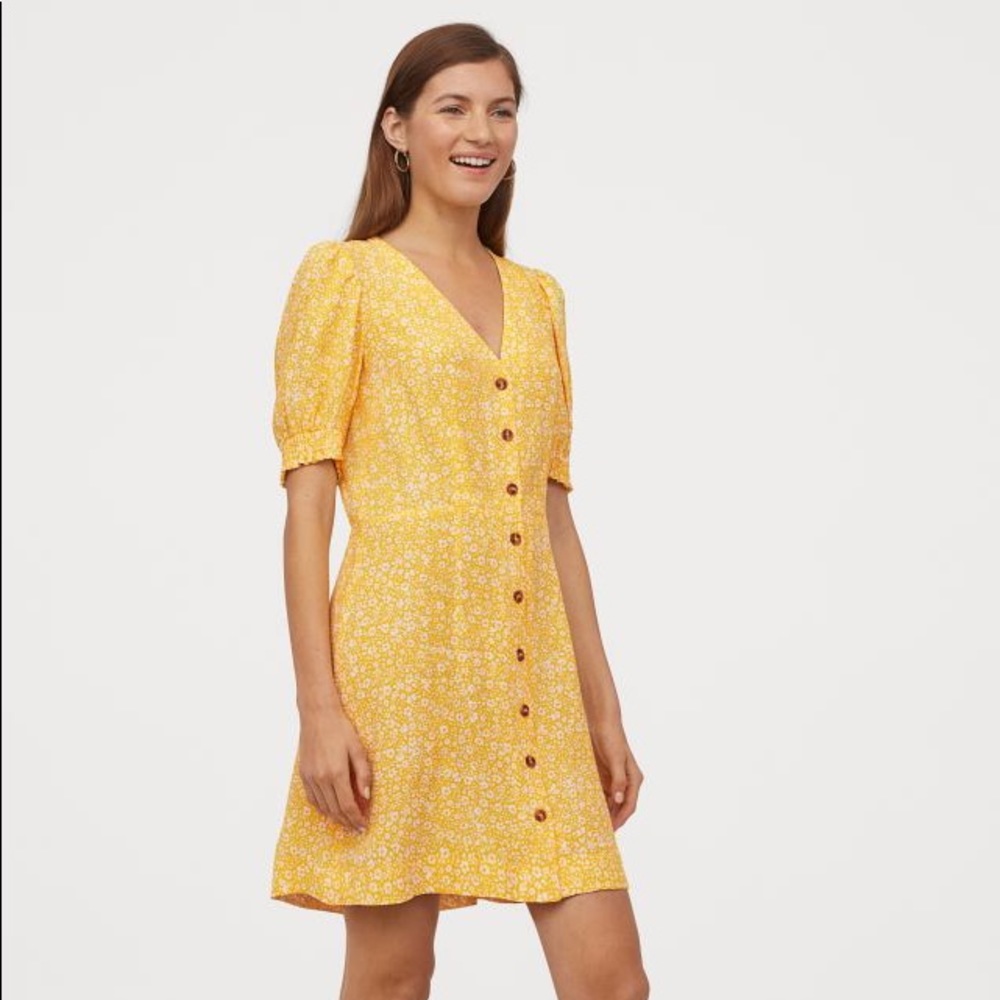 💛Yellow Button Down Dress